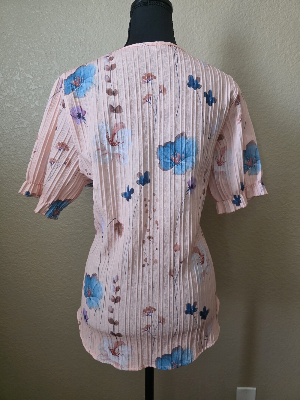 * Women’s Lace-Trim Floral Blouse - Peach Coral Light Weight Casual Summer XL - Picture 10 of 10